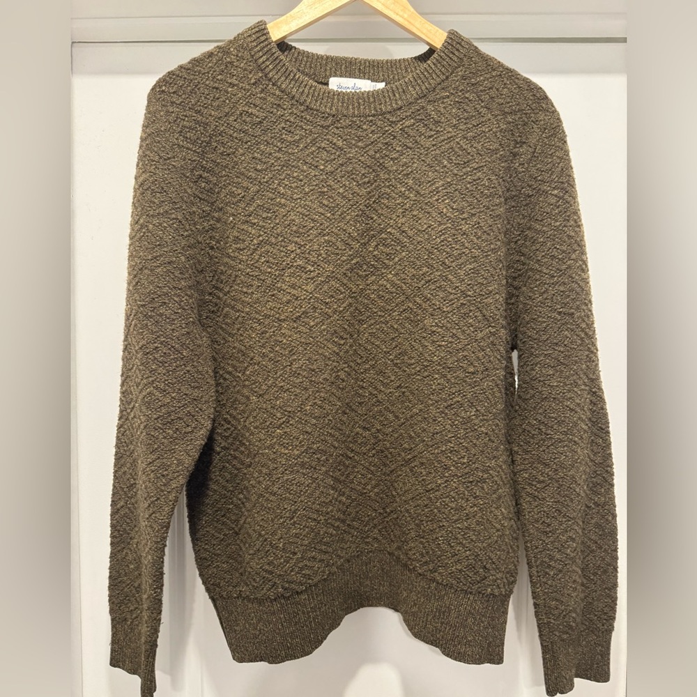 Steven Alan Knit Green Sweater Button Shoulder Wool Large